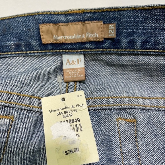 Nwt $79 Abercrombie & Fitch Flare Pants Blue Jeans 100% Cotton Vintage Y2K 12 R - Picture 4 of 12